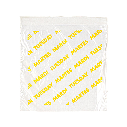 Bag High Density Saddle Preportion Bag Printed Tuesday Yellow 2000 Each - 1 Per Case.