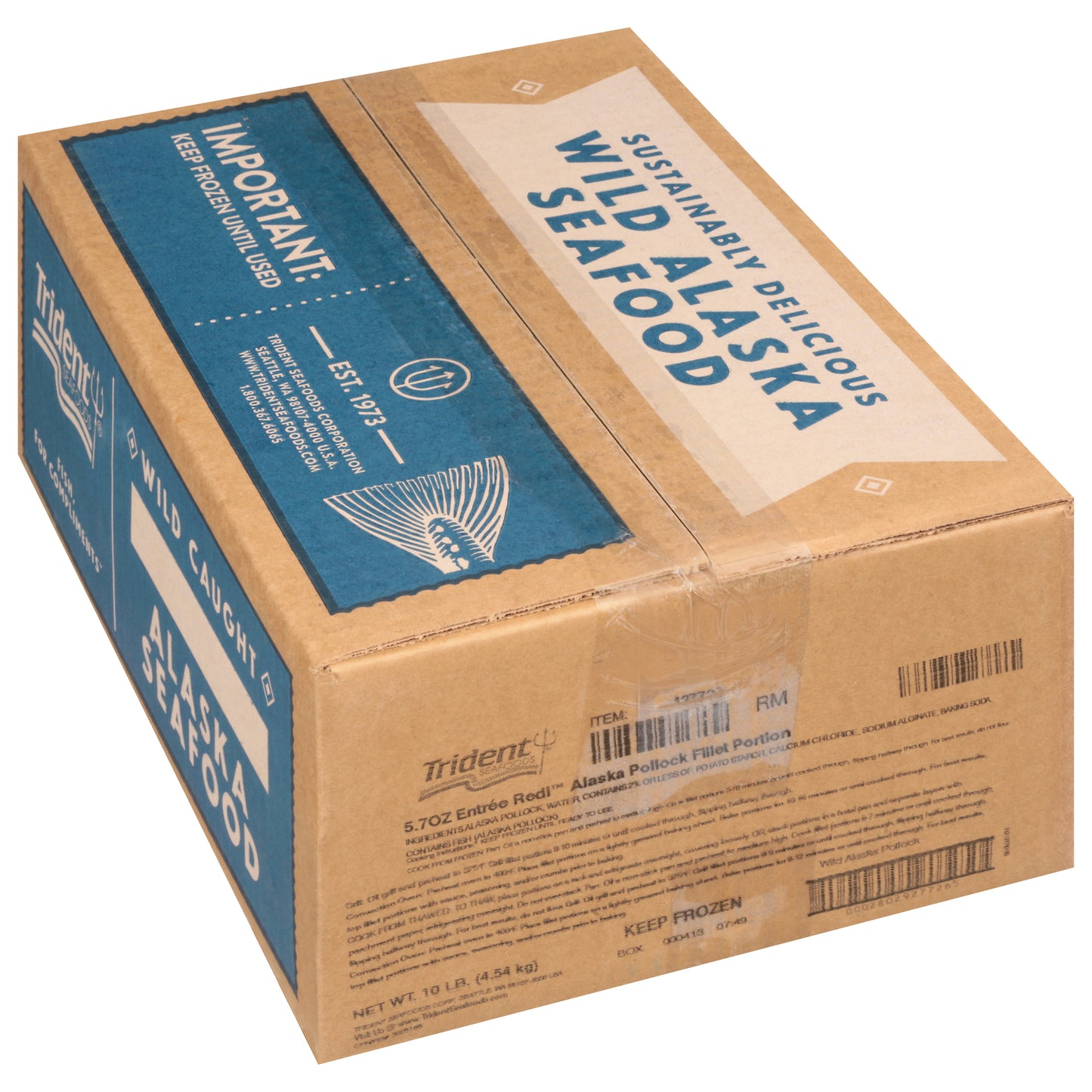 Trident Seafoods Entree Redi™ Alaska Pollock Fillet Portions Individually Frozen 10 Pound Each - 1 Per Case.