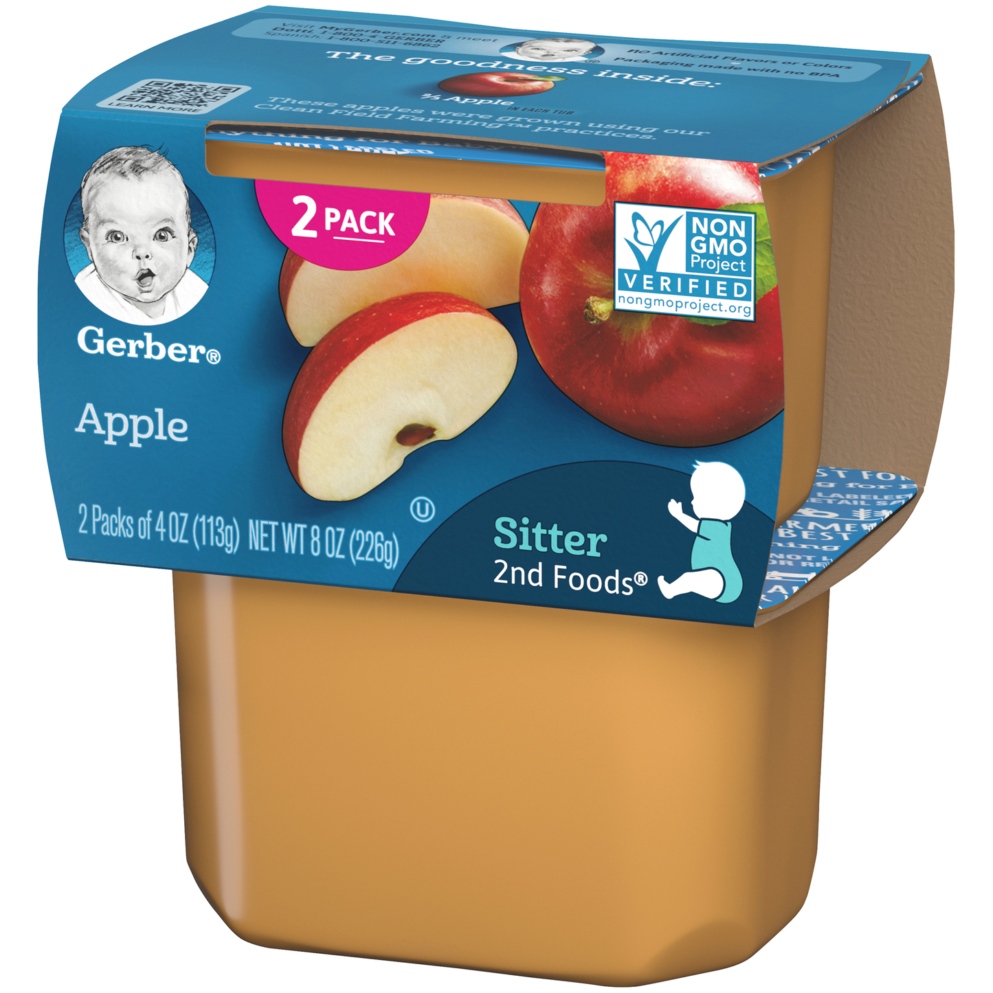 (2 pack of 4 Oz) Gerber 2nd Foods Applesauce Baby Food 8 Ounce Size - 8 Per Case.