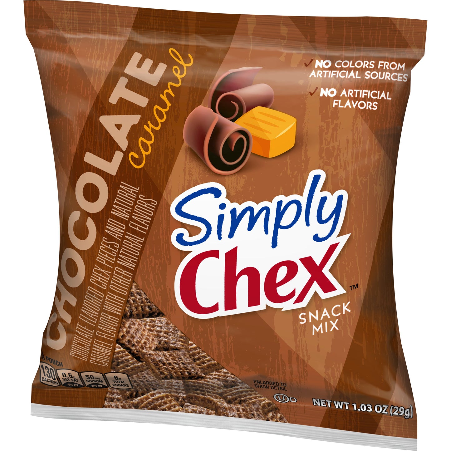 Chex Mix™ Simply Chex™ Snack Mix Single Serve Chocolate Caramel 1.03 Ounce Size - 60 Per Case.