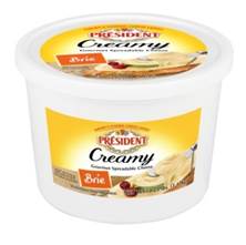 President Creamy Brie Gourmet Spreadable Cheese 3.25 Pound Each - 2 Per Case.