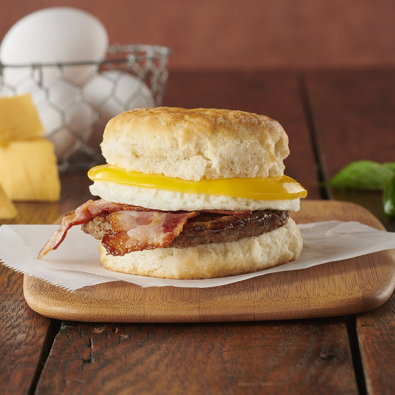 Market Sandwich Sausage And Jalapeno Bacon Biscuit 6.3 Ounce Size - 8 Per Case.