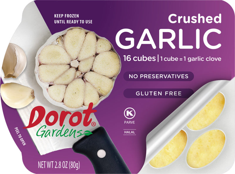 Dorot Crushed Garlic Ovals 2.8 Ounce Size - 16 Per Case.