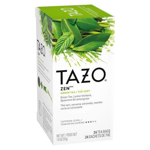 Tazo Tea Bags Zen 24 Count Packs - 6 Per Case.