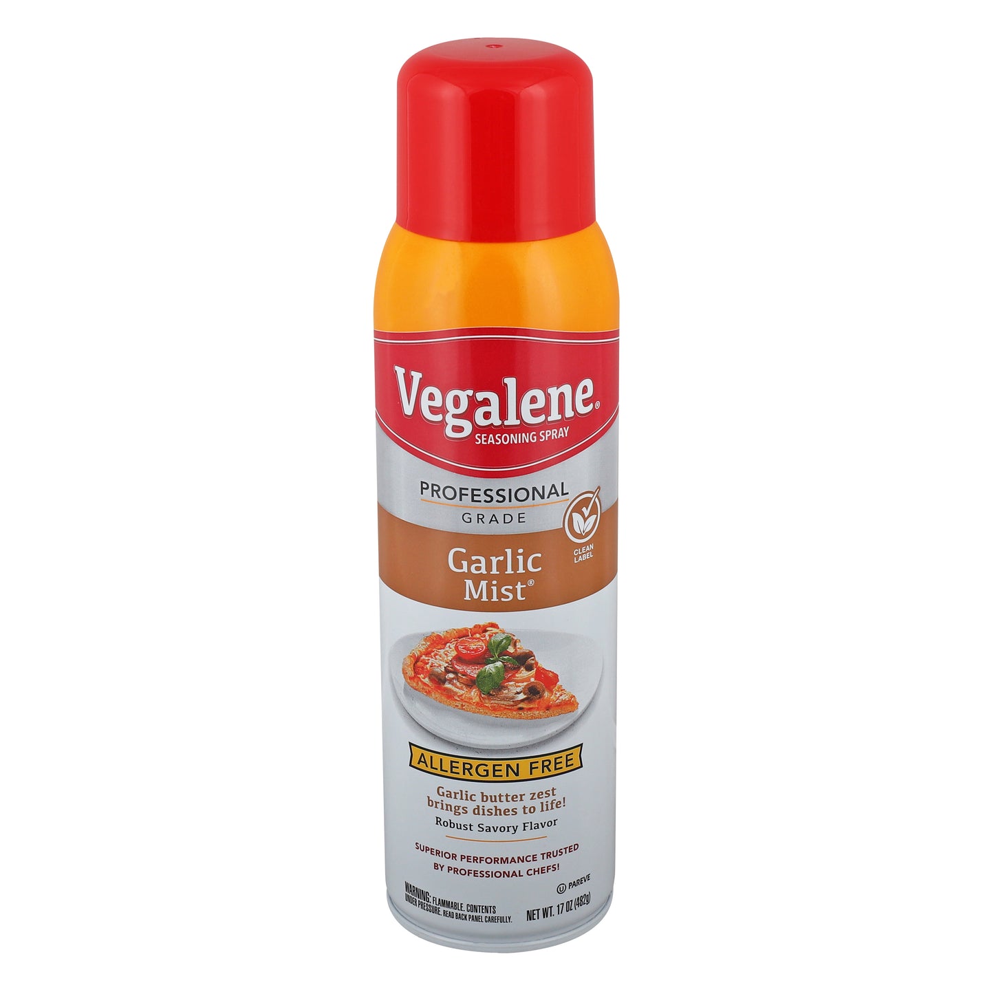 Vegalene Zesty Garlic Mist Seasoning Pan Spray Aerosol 17 Ounce Size - 6 Per Case.