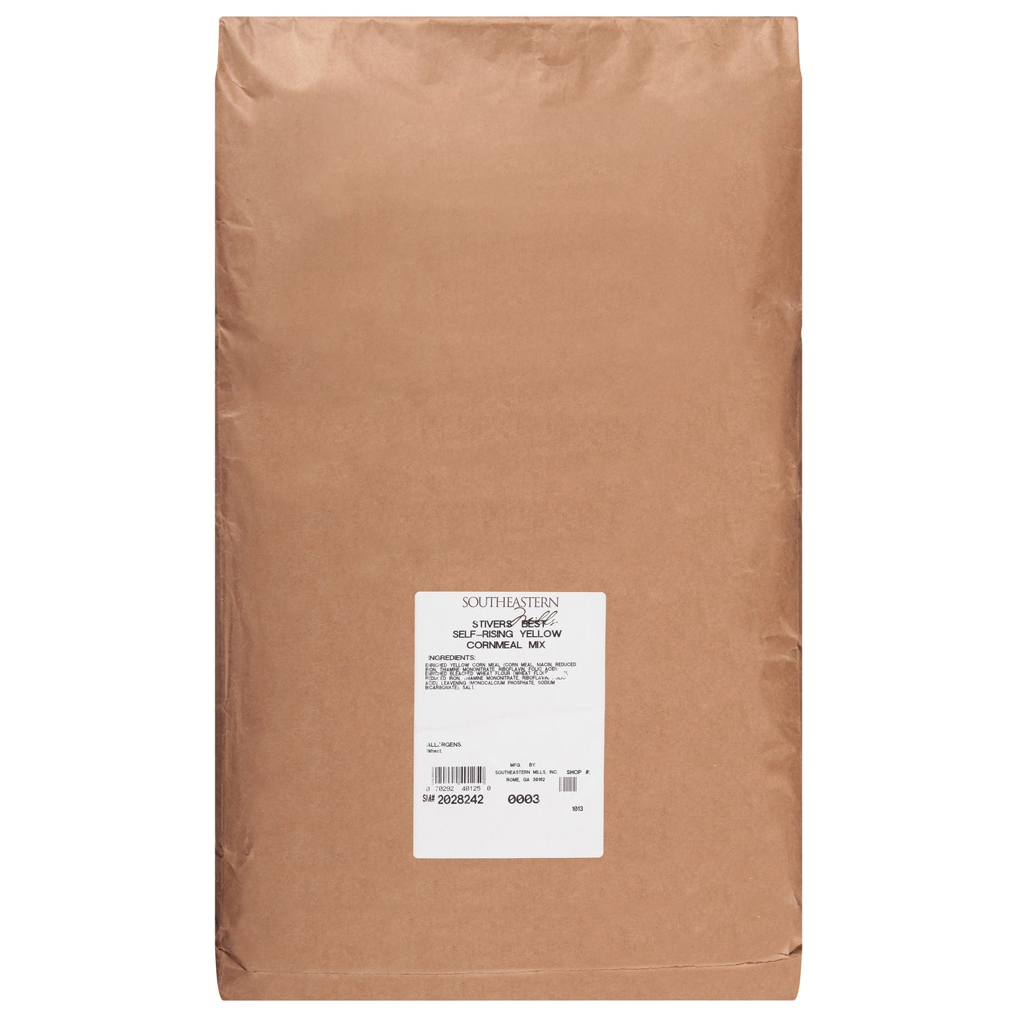 Stiver's Best Cornmeal Yellow Plain Self Rising 25 Pound Each - 1 Per Case.