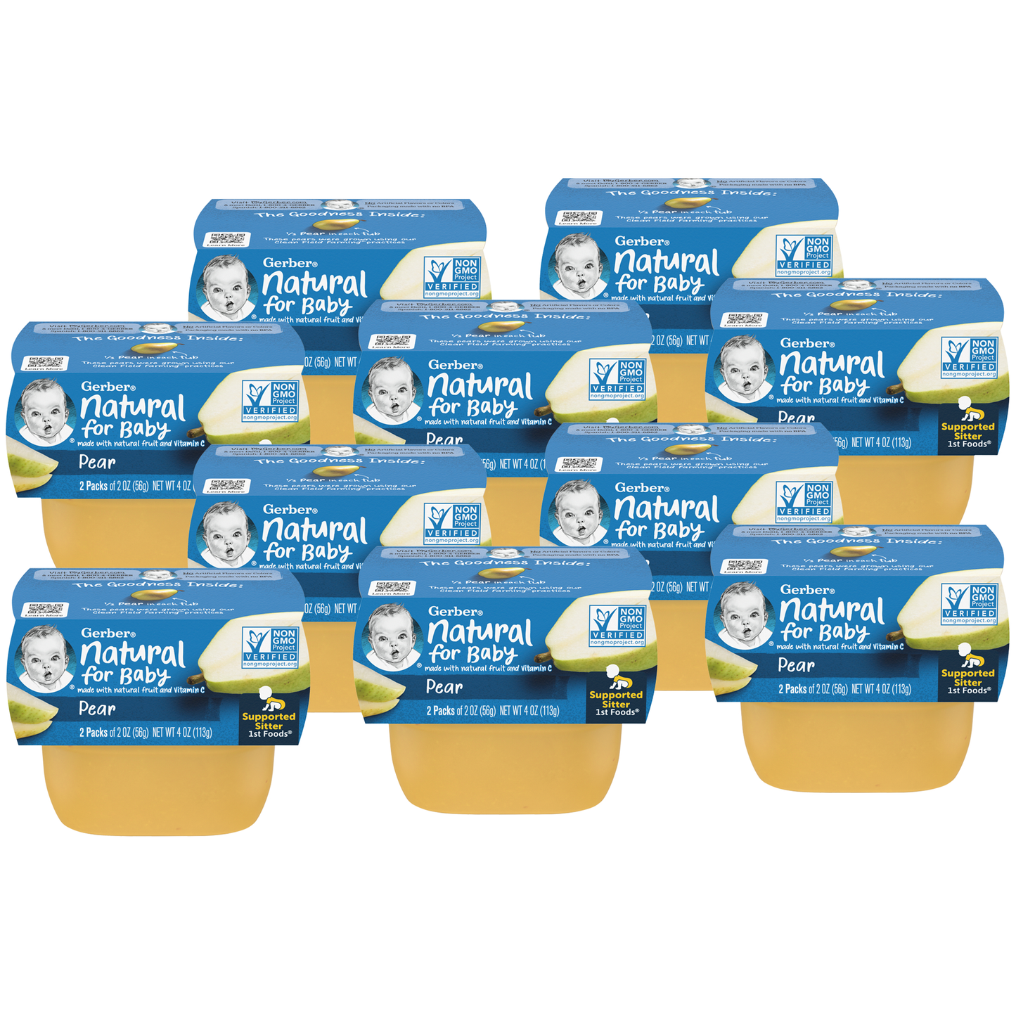 (2 Pack of 2 Oz) Gerber 1st Foods Pear Baby Food 4 Ounce Size - 8 Per Case.