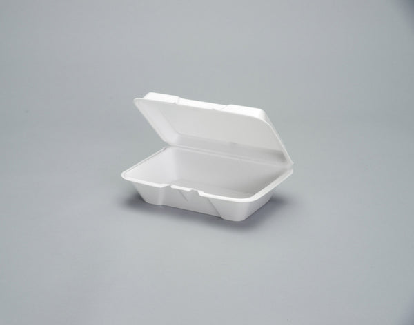 Large Deep All Purpose Foam Hinged Container White 100 Each - 200 Per Case.