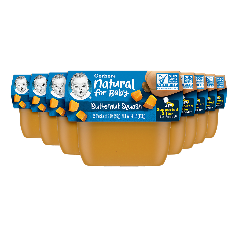 (2 Pack of 2 Oz) Gerber 1st Foods Butternut Squash Baby Food 4 Ounce Size - 8 Per Case.