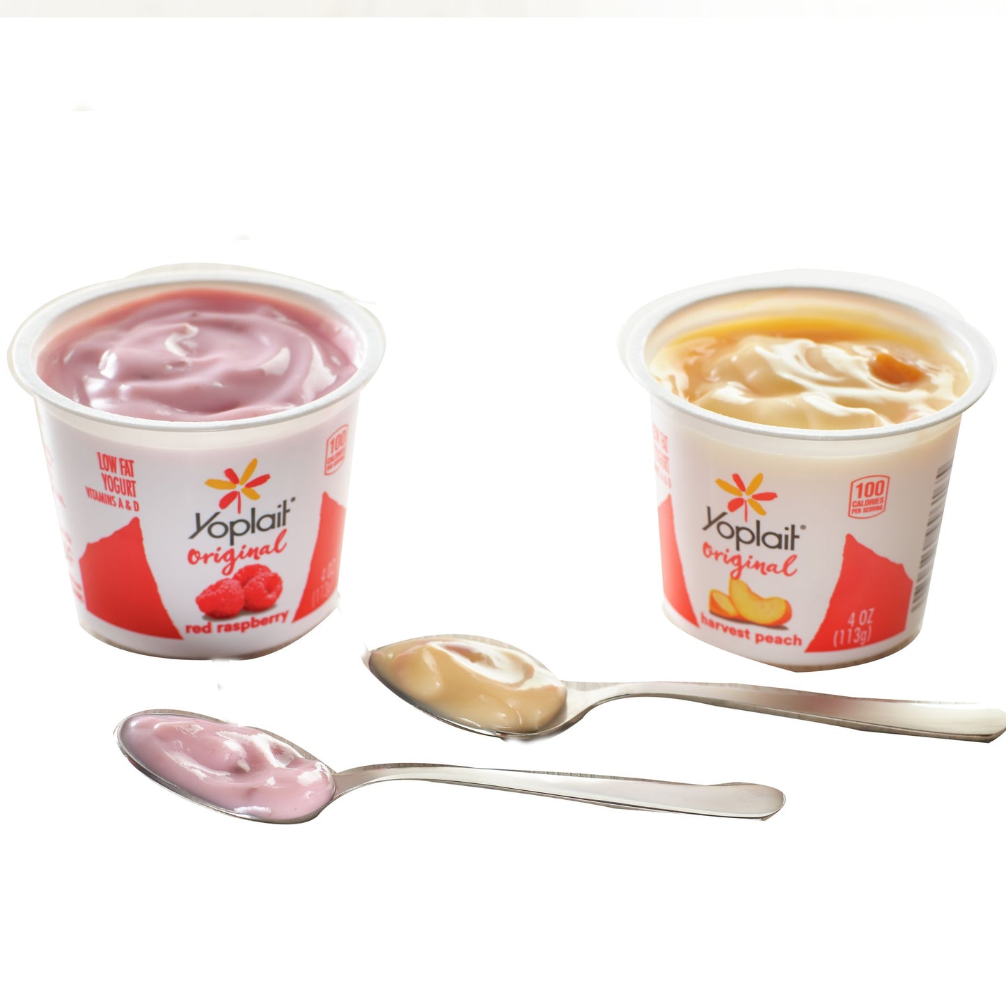 Yoplait® Original Yogurt Single Serve Variety Raspberry Peach 4 Ounce Size - 48 Per Case.