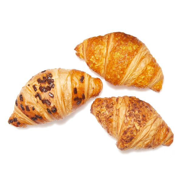 Assorted Mini Filled Butter Croissants (Almond Praline Apricot) 1.59 Ounce Size - 108 Per Case.