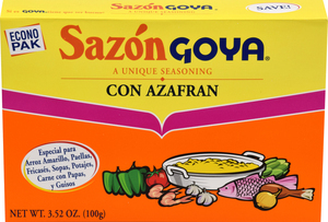 Goya Sazon Azafran Econo Pak 3.52 Ounce Size - 18 Per Case.