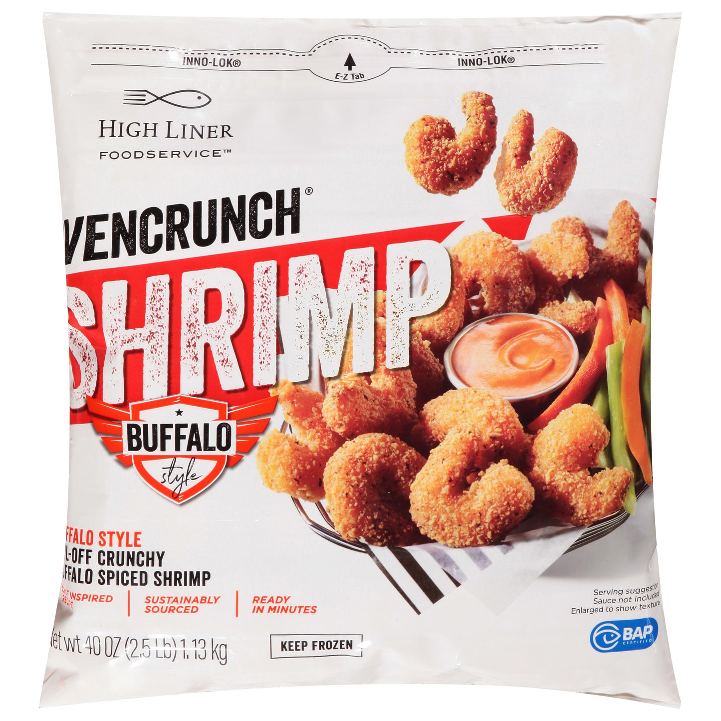 Ovencrunch Breaded Shrimp Buffalo Style 2.5 Pound Each - 4 Per Case.