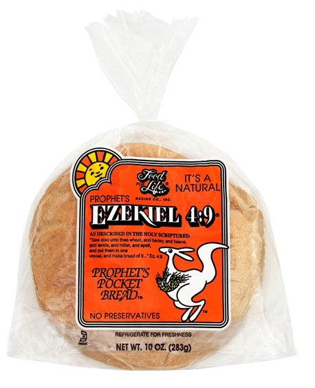 Food For Life Ezekiel 4:9 Whole Grain Pocket Bread, 10 Ounces, 12 per case