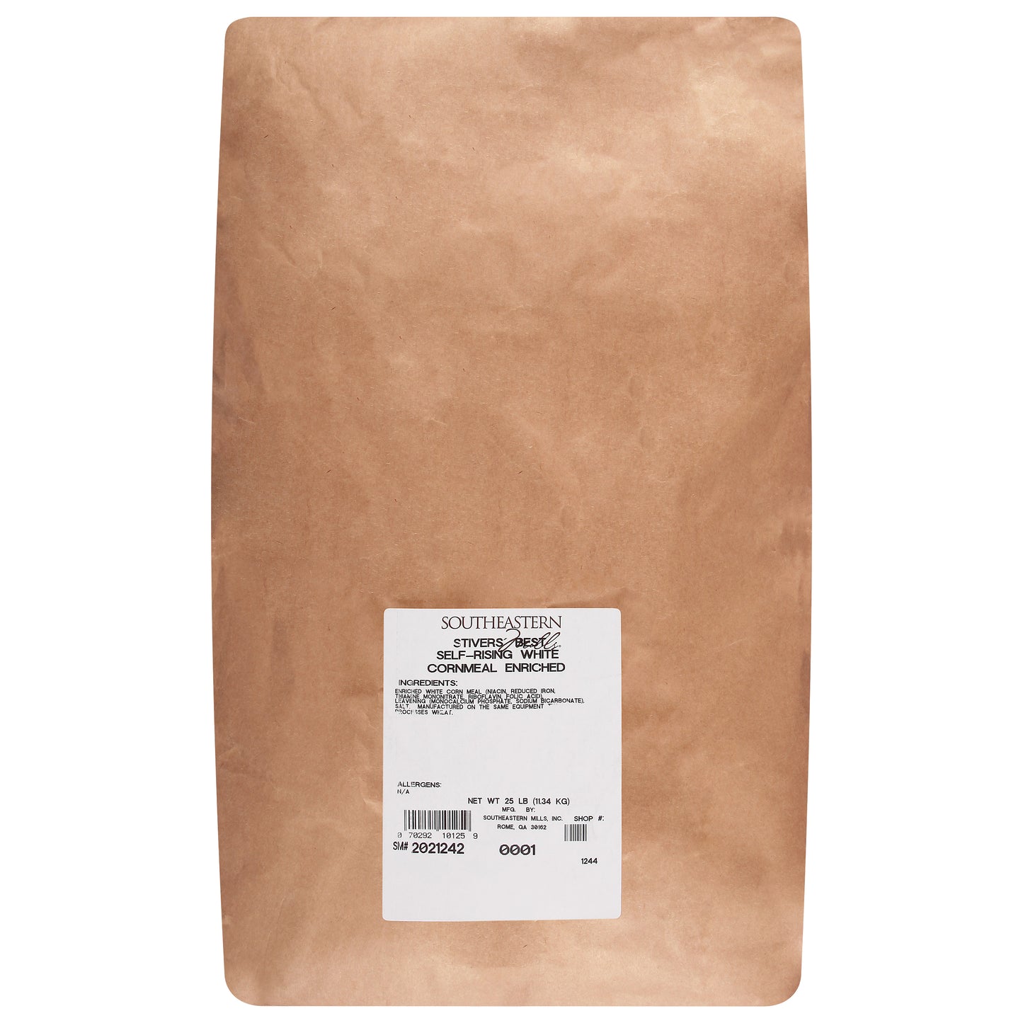 Stiver's Best Cornmeal White Self Rising 25 Pound Each - 1 Per Case.