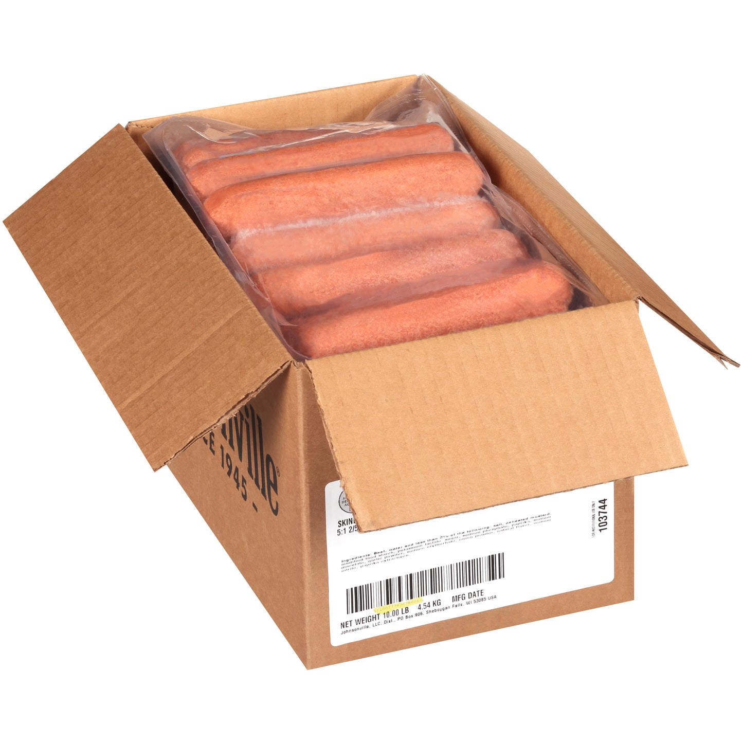 Johnsonville Cooked Beef Hot Dog Links Food Service 5 Pound Bag - 2 Bags Per Case.