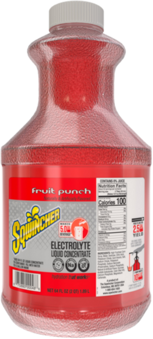 Sqwincher® Electrolyte Liquid Concentrate Fruit Punch Mix 64 Fluid Ounce - 6 Per Case.