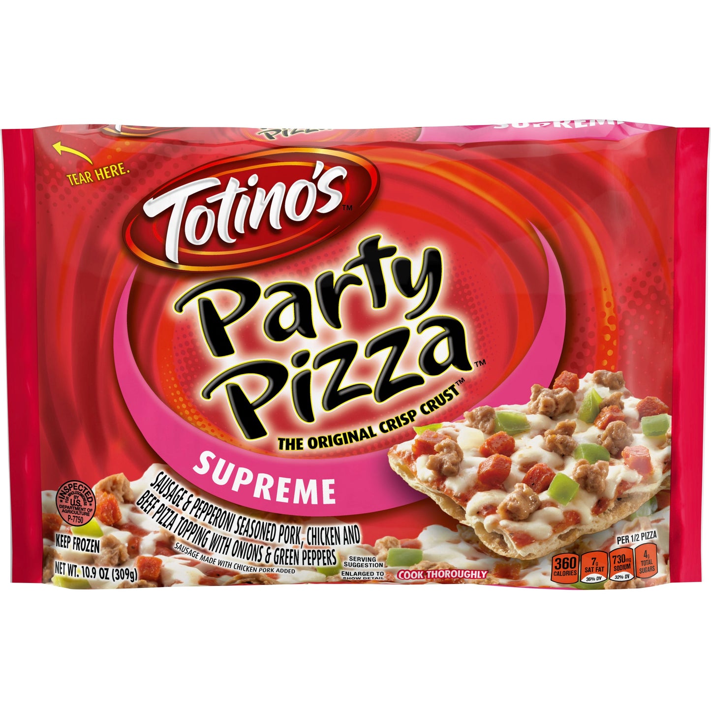 Totino's™ Frozen Party Pizza Supreme 10.9 Ounce Size - 14 Per Case.