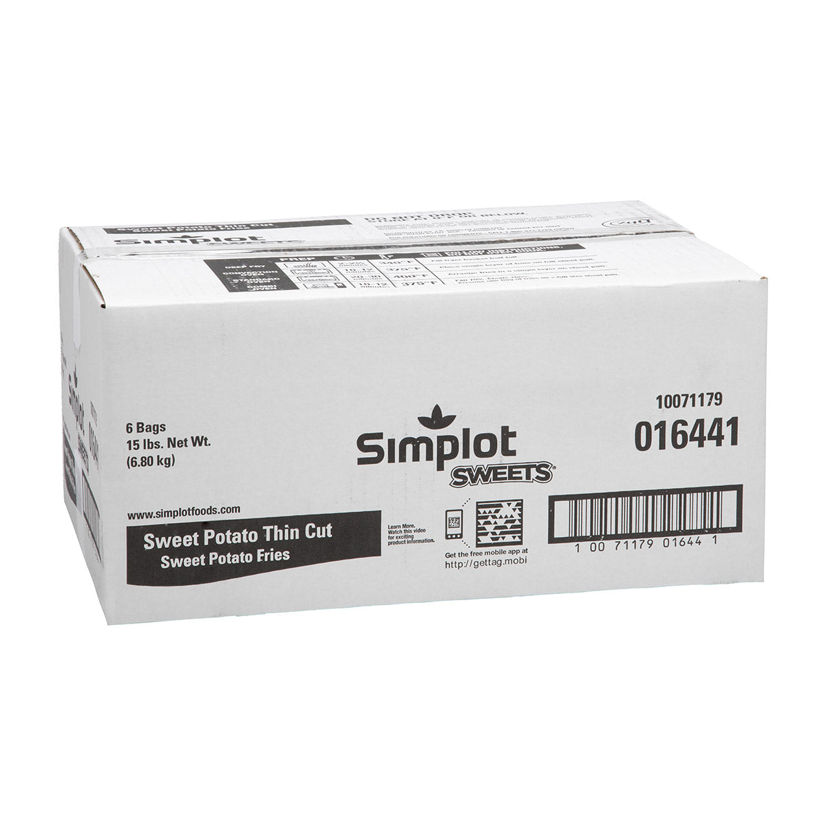 Simplot Sweets 6"x8" Sweet Potato Thin Cut Fries 2.5 Pound Each - 6 Per Case.