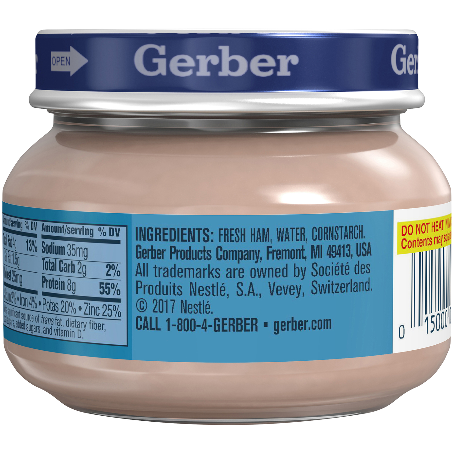 Gerber 2nd Foods Ham & Gravy Baby Food Jars 2.5 Ounce Size - 10 Per Case.