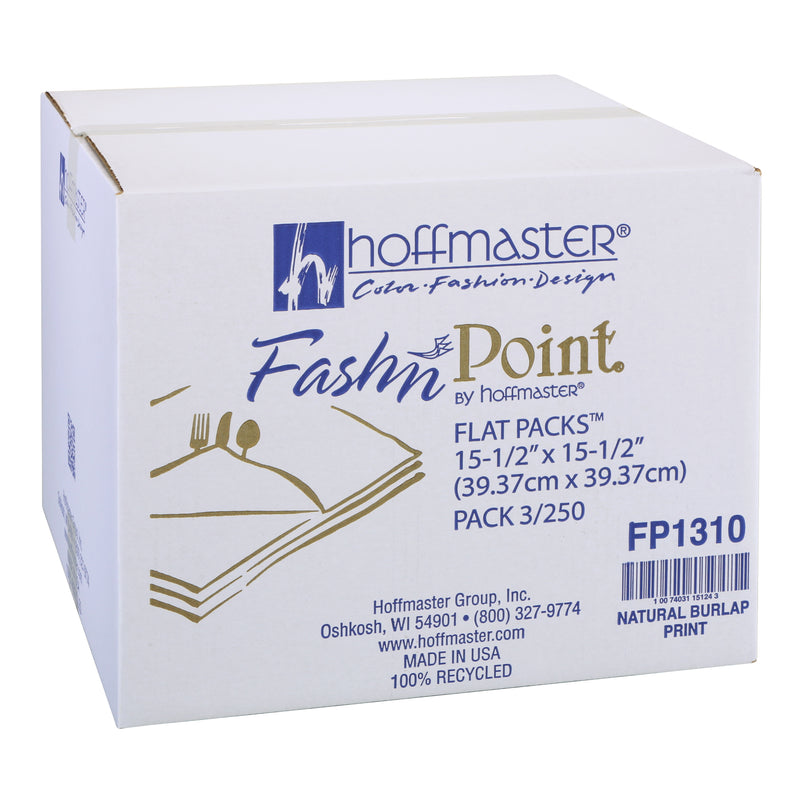 Napkin Flat Pack™ Natural Burlap Fashnpoint® Recycled 250 Each - 3 Per Case.