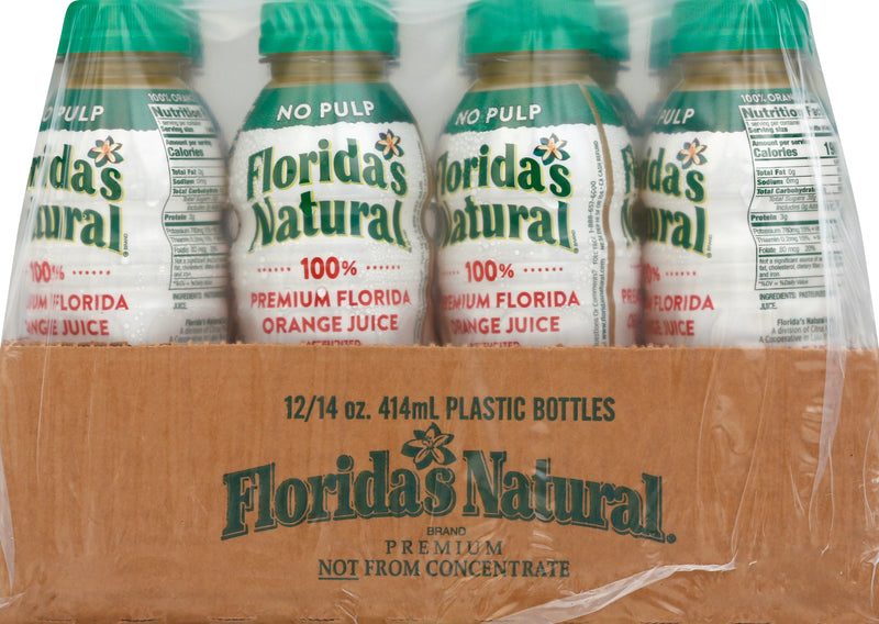 Florida's Natural Premium Not From Concentrate Refrigerated Orange Juice 14 Fluid Ounce - 12 Per Case.