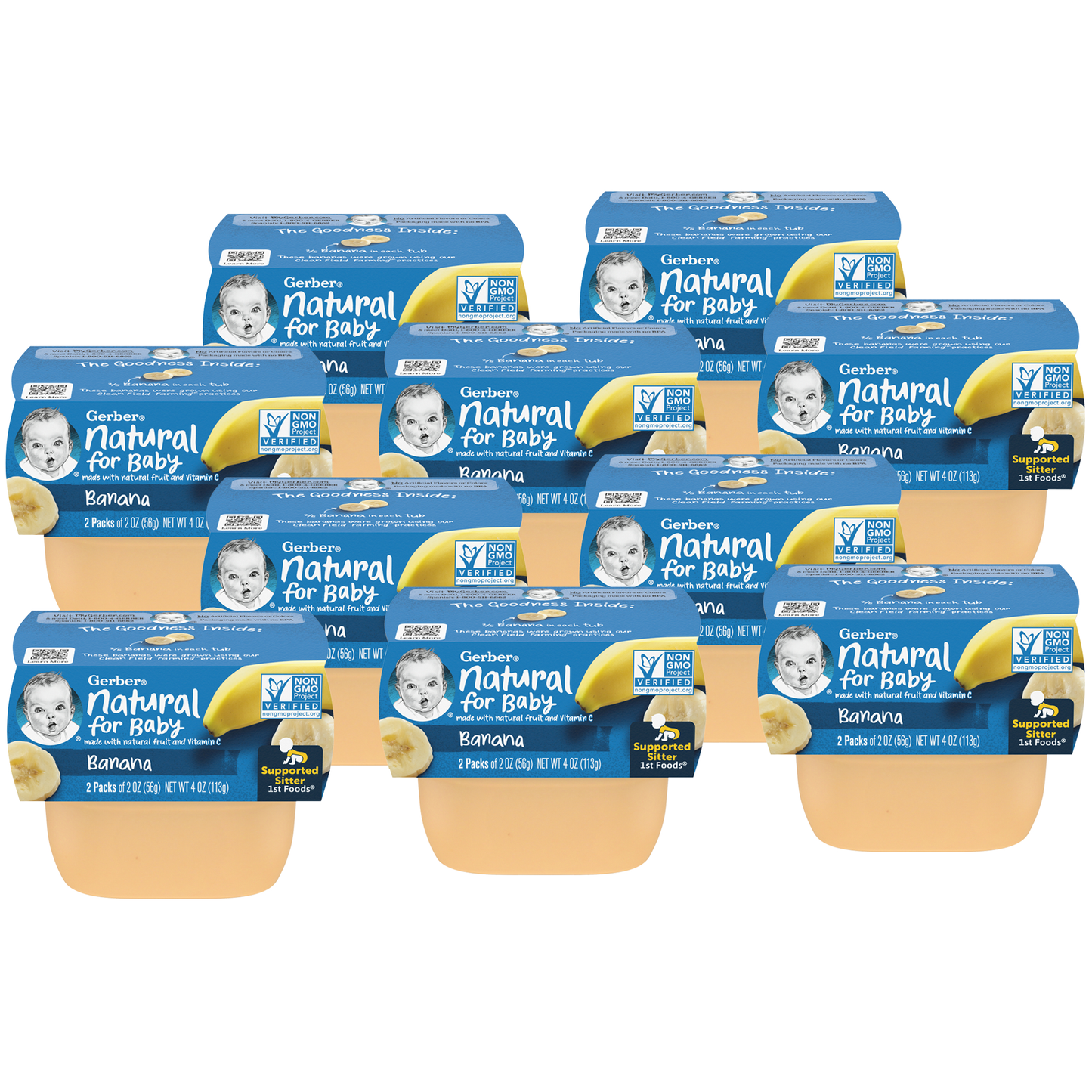 (2 Pack of 2 Oz) Gerber 1st Foods Banana Baby Food 4 Ounce Size - 8 Per Case.