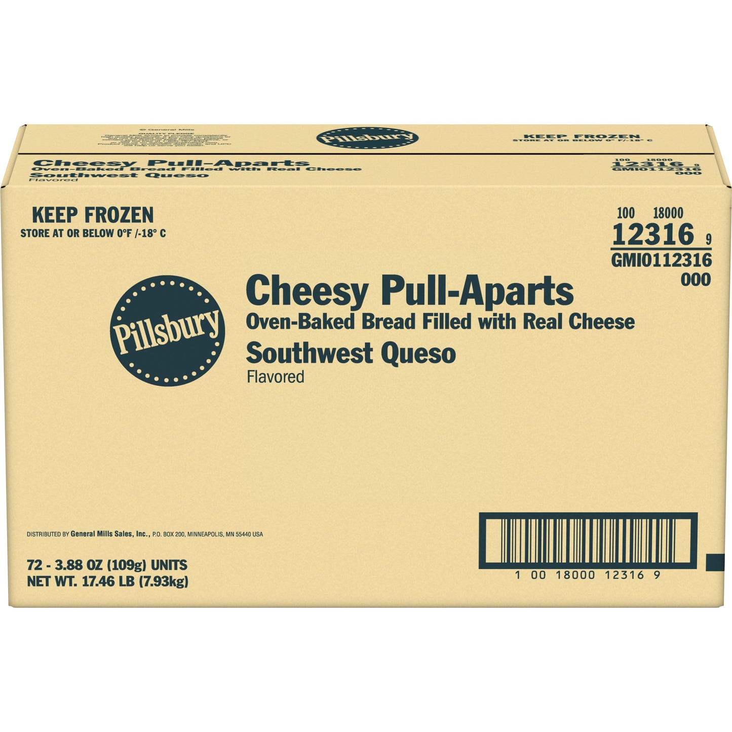 Pillsbury™ Individually Wrapped Cheesy Pull Aparts Southwest Queso 3.88 Ounce Size - 72 Per Case.