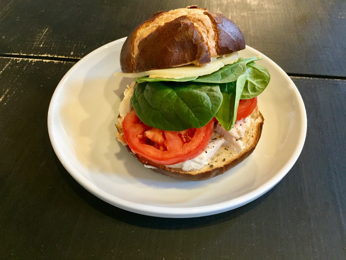 Pretzel Hamburger Bun Slice Packs 3 Ounce Size - 48 Per Case.