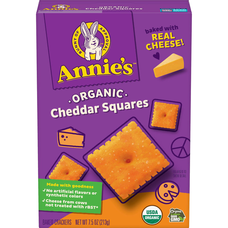 Annie's™ Organic Snack Crackers Box Cheddar Squares 7.5 Ounce Size - 12 Per Case.