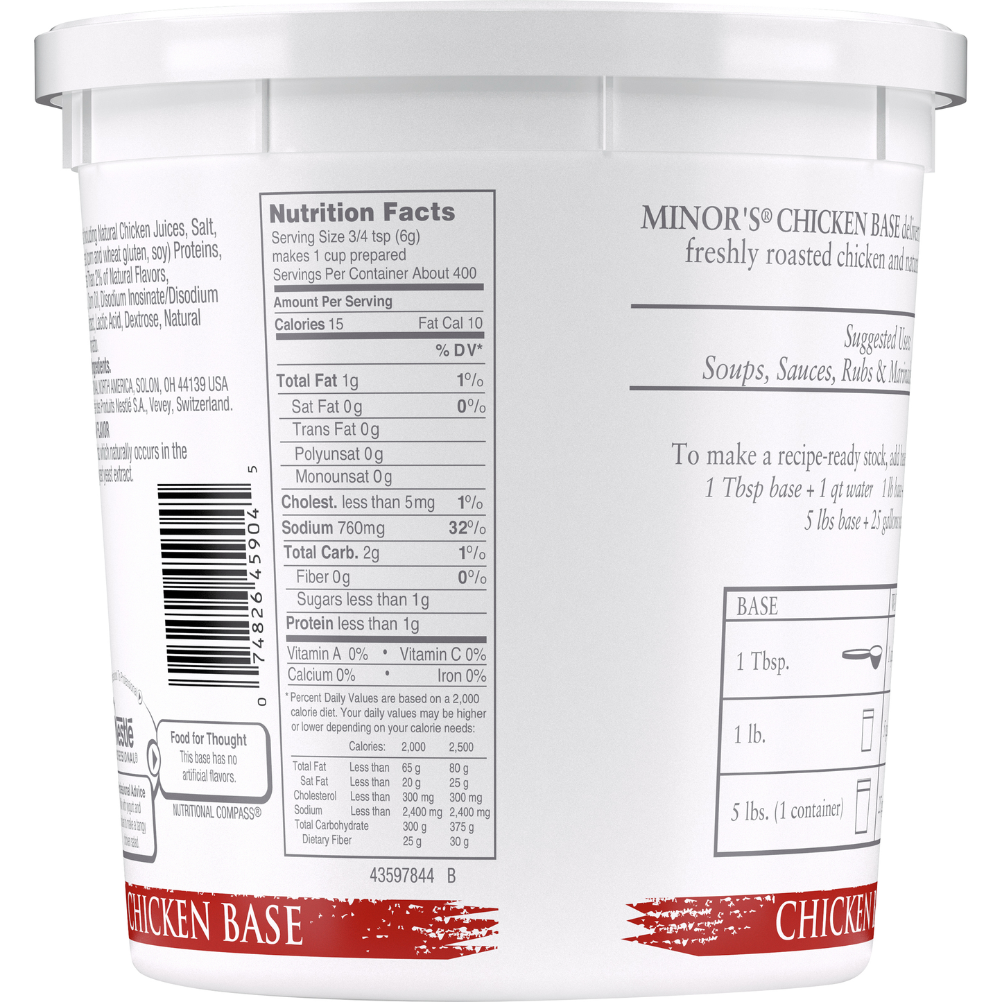 Minor's No Msg Added Chicken Base, 5 Pounds, 4 per case