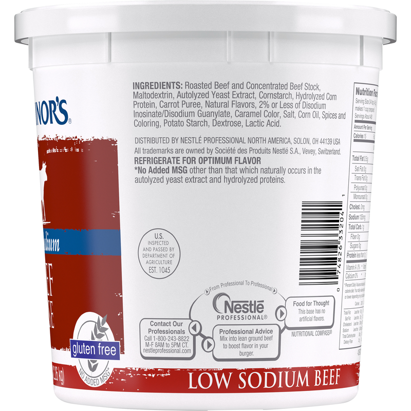 Minor's Beef Base Low Sodium (No Added Msg) Gluten Free 5 Pound Each - 4 Per Case.