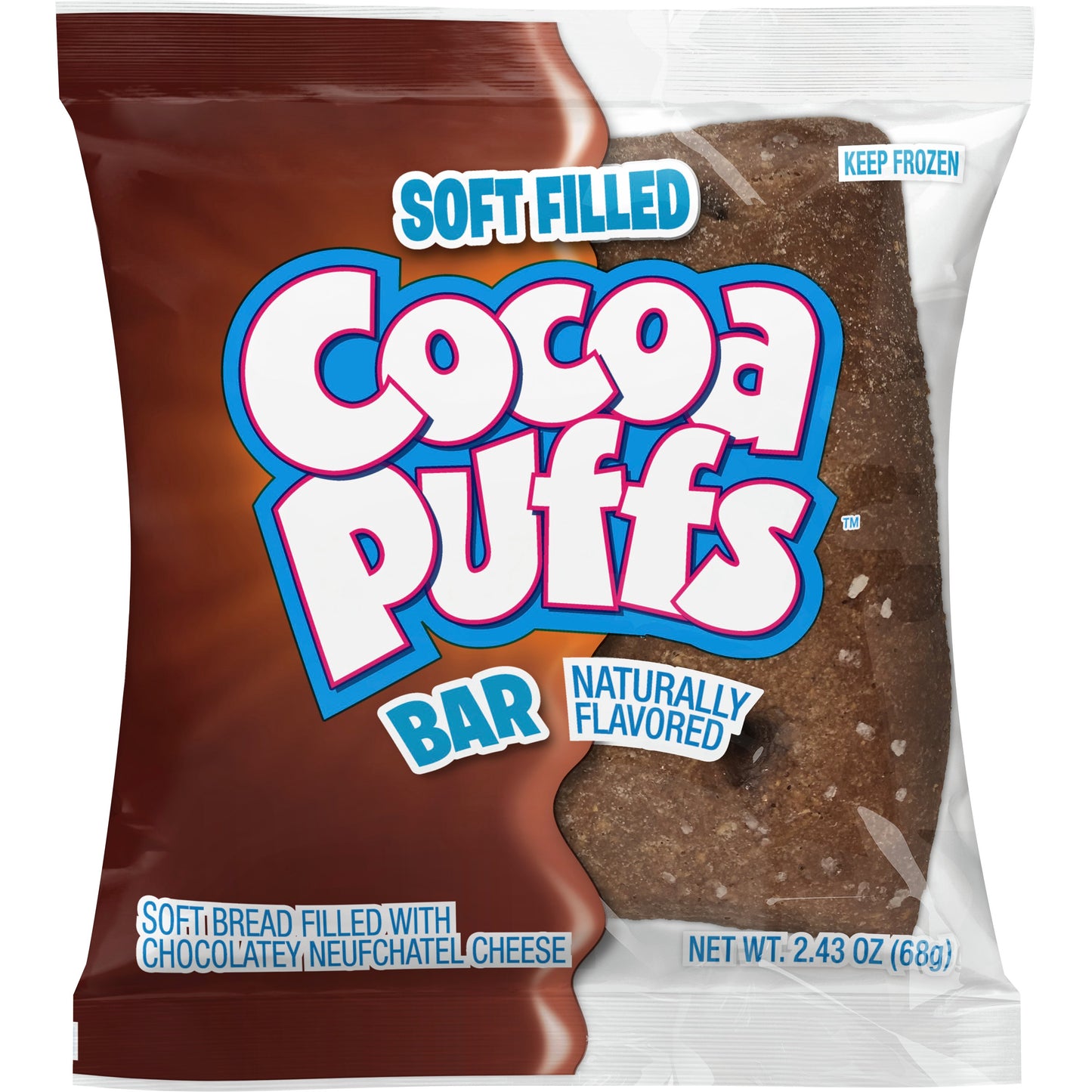 Pillsbury™ Frozen Soft Filled Bar Cocoa Puffs™ 2.43 Ounce Size - 72 Per Case.