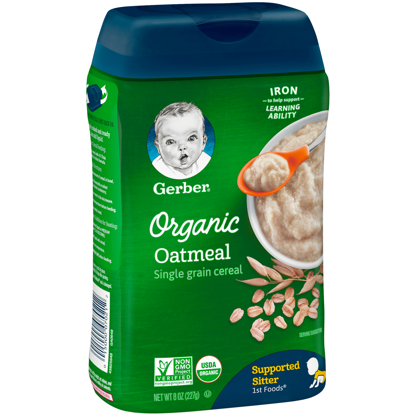 Gerber 1st Foods Organic Whole Grain Oatmeal Cereal Baby Food, 8 Ounce Size - 6 Per Case.