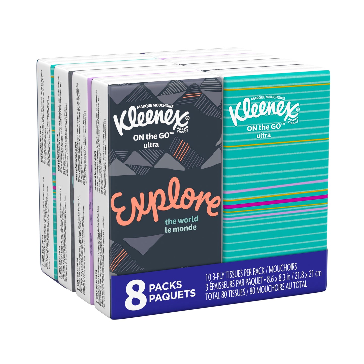 Kleenex Go Pocket Facial Tissue Fsc Mix Sgsna Coc 80 Count Packs - 12 Per Case.