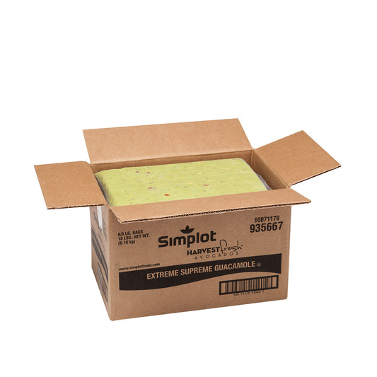 Simplot Harvest Fresh Avocados Extreme Supreme Guacamole Frozen 3 Pound Each - 6 Per Case.