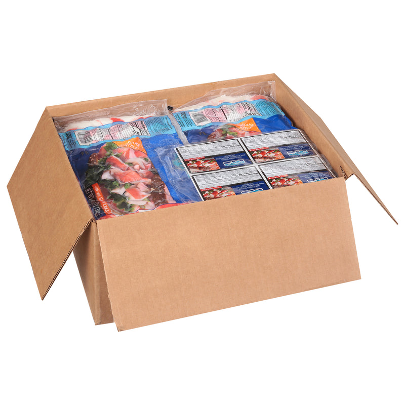 Surimi Imitation Crabmeat Flake Frozen Fully Cooked Vacuum Packed 2.5 Pound Each - 12 Per Case.