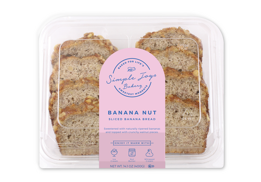 Simple Joys Bakery Banana Nut Sliced Cake 14.1 Ounce Size - 10 Per Case.