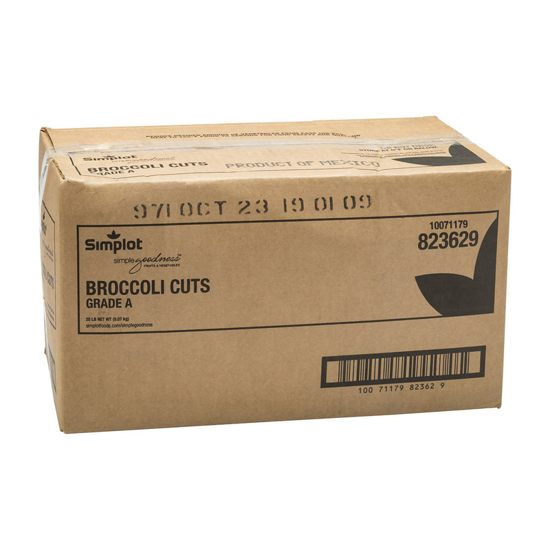 Simplot Simple Goodness Classic Vegetables 1" Broccoli Cuts IQF 20 Pound Each - 1 Per Case.