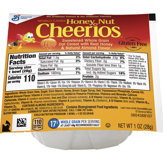 Honey Nut Cheerios™ Cereal Single Serve Bowlpak 1 Ounce Size - 96 Per Case.