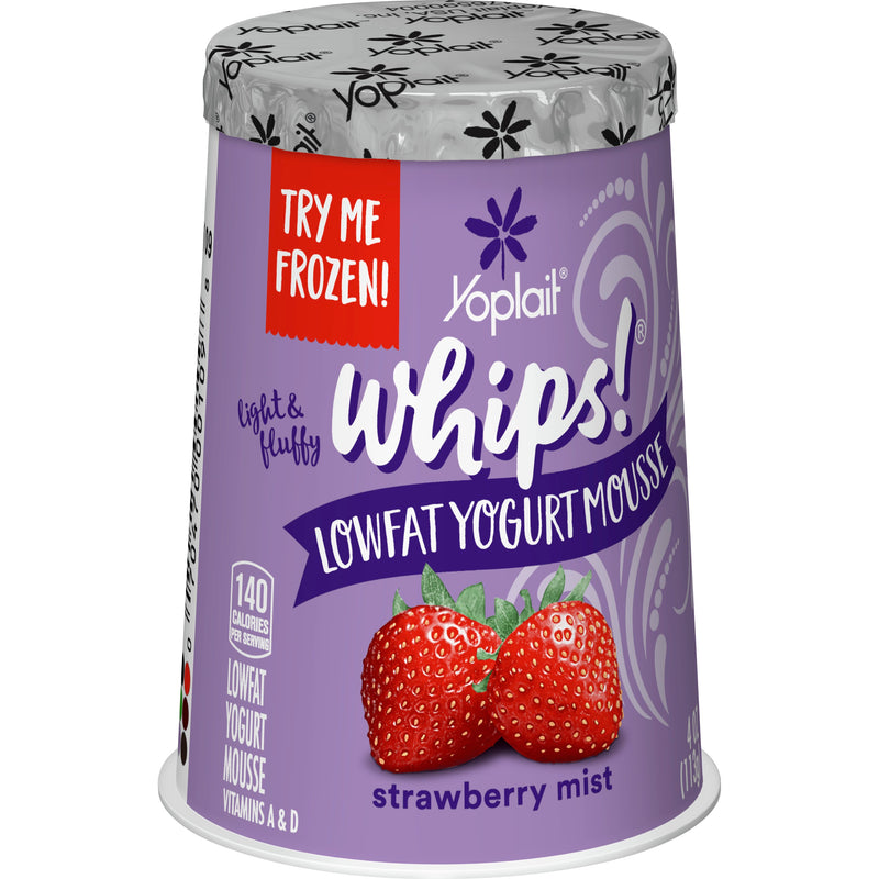 Yoplait® Whips® Yogurt Mousse Single Serve Cup Strawberry Mist 4 Ounce Size - 12 Per Case.