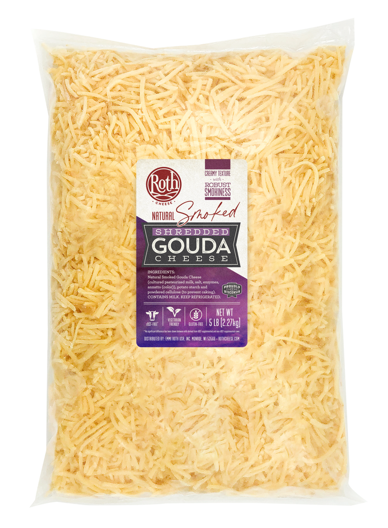 Natural Smoked Gouda Shred 5 Pound Each - 4 Per Case.