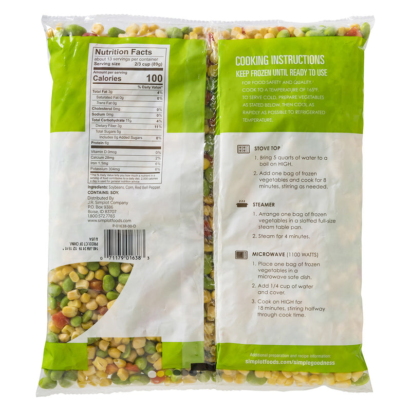 Simplot Simple Goodness Premium Vegetables Edamame Succotash 2.5 Pound Each - 6 Per Case.