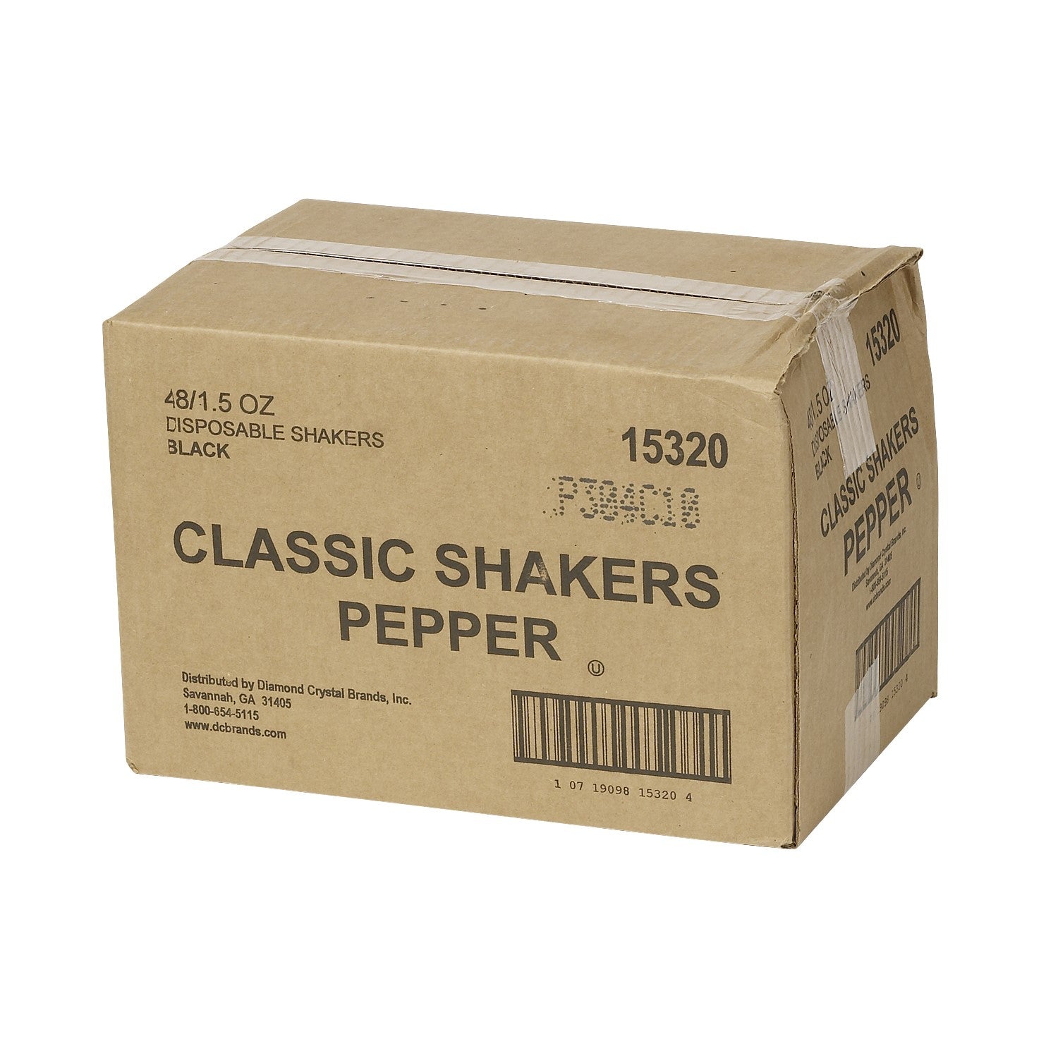 Diamond Crystal Pepper Shaker Black 1.5 Ounce Size - 48 Per Case.
