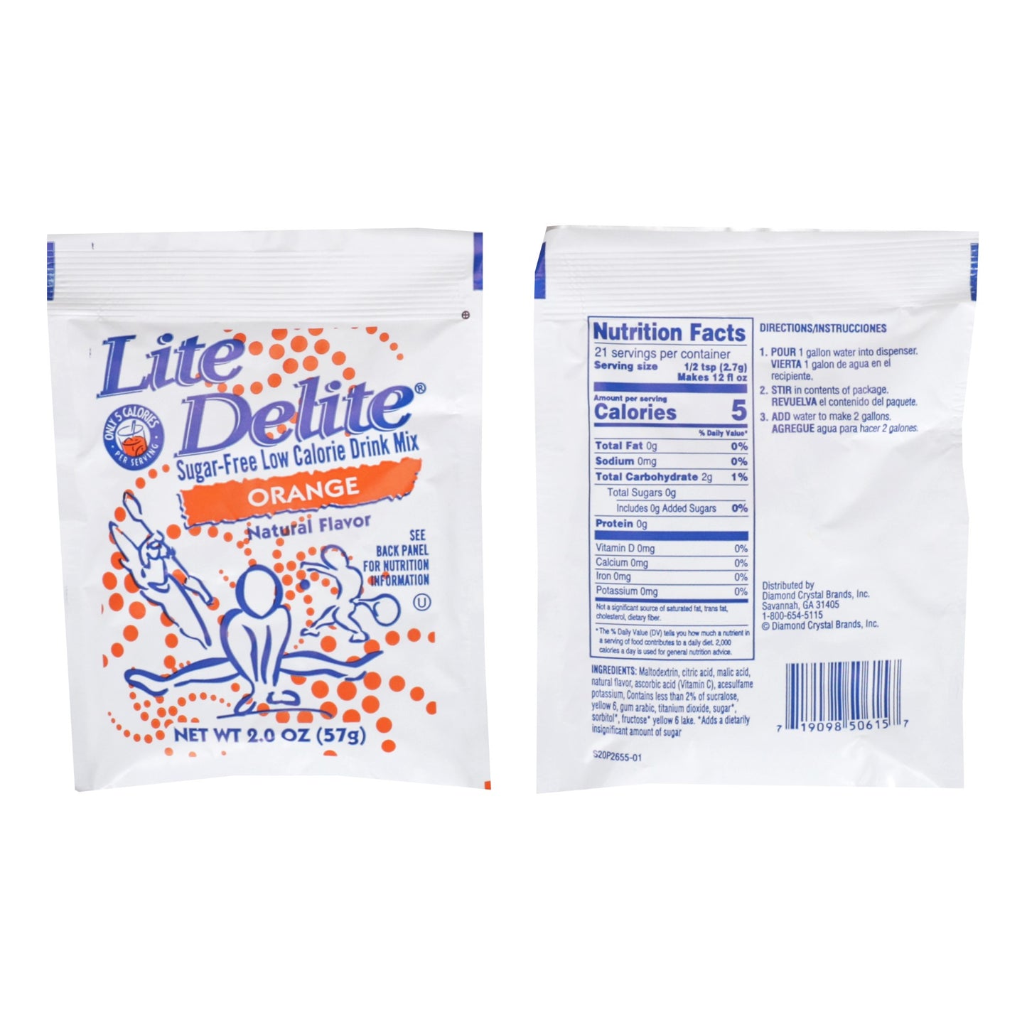 Lite Delite Drink Mix Orange 2 Ounce Size - 12 Per Case.