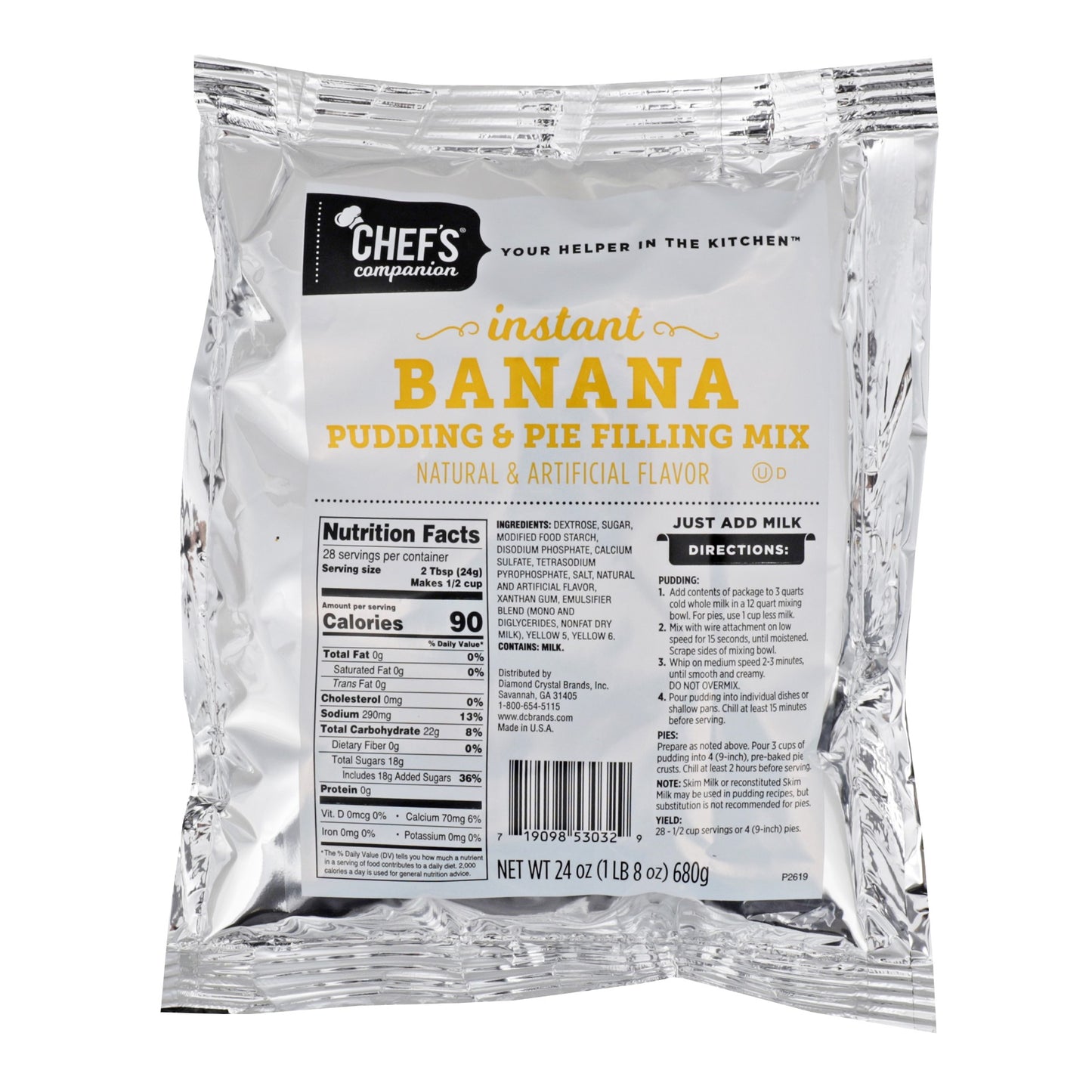 Chefs Companion Pudding Instant Banana 24 Ounce Size - 12 Per Case.