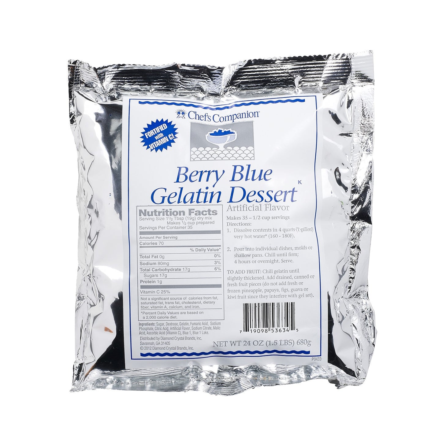 Chefs Companion Gelatin Berry Blue 24 Ounce Size - 12 Per Case.