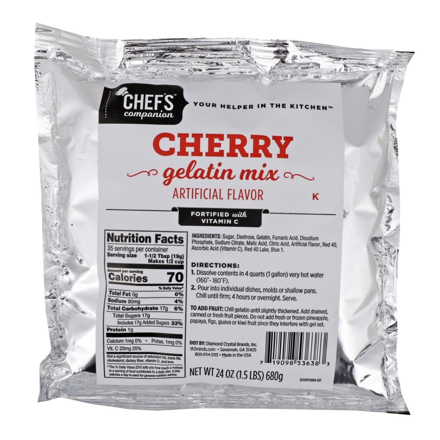 Chefs Companion Gelatin Cherry 24 Ounce Size - 12 Per Case.