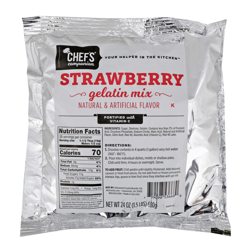 Chefs Companion Strawberry Gelatin Mix 24 Ounce Size 12 Per Case 