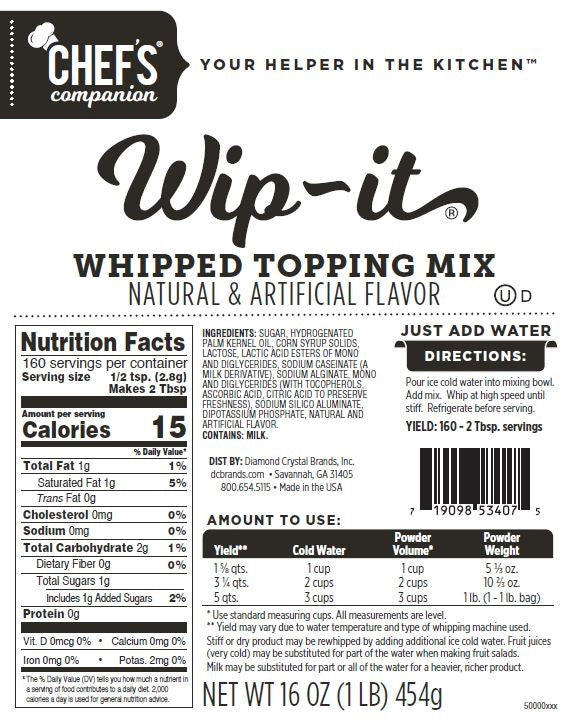 Chefs Companion Whipped Topping Mix 1 Pound Each - 12 Per Case.